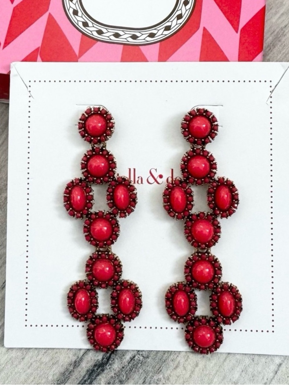 Stella & Dot Versatile Red Statement Drop Earrings